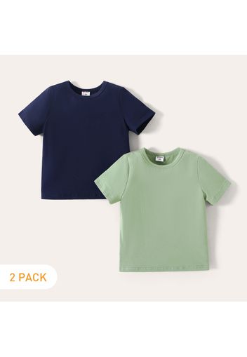 2-Pack Toddler Boy Basic Solid Color Short-sleeve Cotton Tee