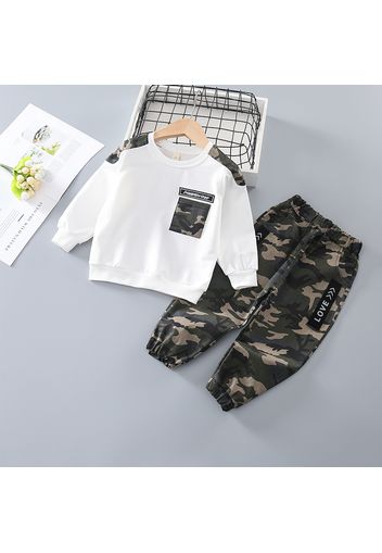 2-piece Baby / Toddler Boy Camouflage Letter Print Pullover and Casual Harem Pants Set