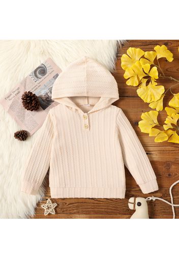 Toddler Girl Cable Knit Textured Button Design Solid Color Hoodie Sweatshirt