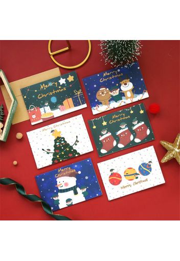 6-pack Christmas Cards Cute Cartoon Merry Christmas Greeting Cards Kids Holiday Card