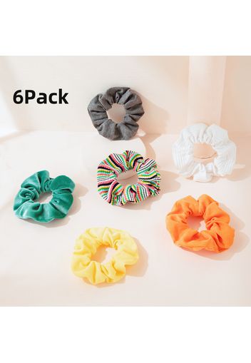 6-pack Women Solid Pleated Big Scrunchie Set