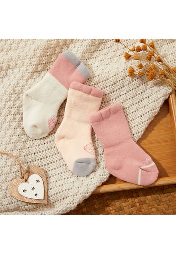 3-pack Baby / Toddler Color Block Terry Mid-calf Socks