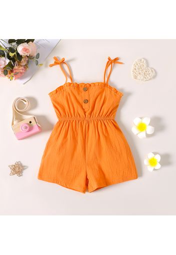 Toddler Girl Bowknot Design Stripe/Floral Print/Orange Cami Romper