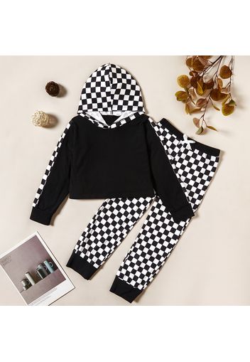 2-piece Kid Boy/Kid Girl Plaid Hoodie Sweatshirt and Pants Set