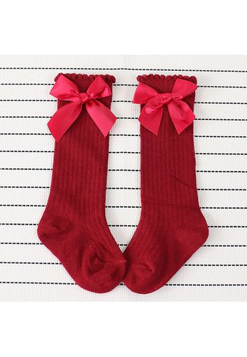 Sweet Solid Bow Decor Socks for Baby and Toddler Girl