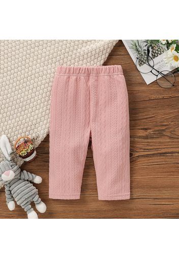 Solid Cable Knit Elasticized Waist Baby Leggings