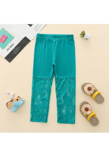 Kid Girl Floral Lace Design Solid Color Capri Leggings