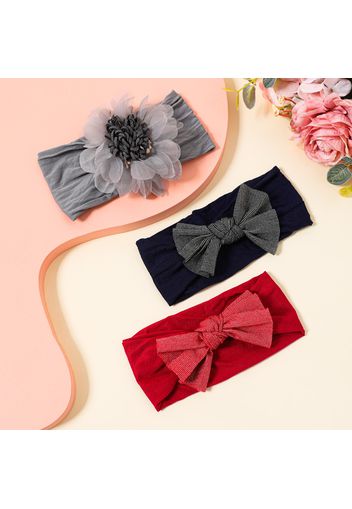 3-pack Net Yarn Big Flower and Bow Wide Headband Hair Accessories for Girls