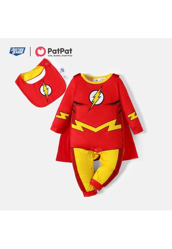 Justice League Baby Boy/Girl Super Heroes Costume Jumpsuit with Cloak and Bib Set