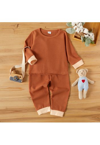 2-piece Toddler Girl/Boy Waffle Knit Long-sleeve Top and Elasticized Pants Casual Set
