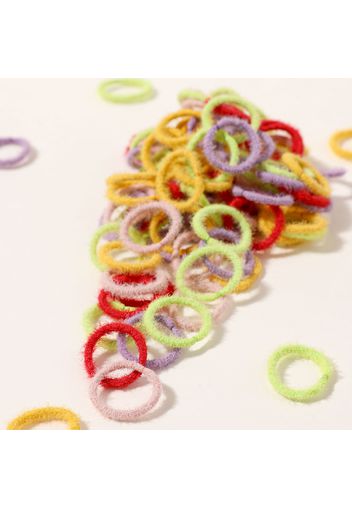 About 100-pack Canned Multicolor Plush Hair Ties for Girls