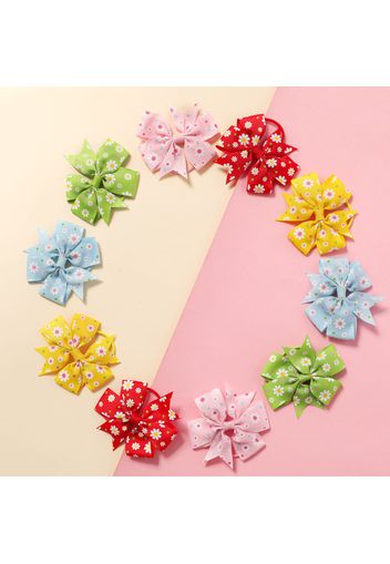 10-pack Ribbed Fishtail Bow Hair Ties Hair Accessories Set for Girls