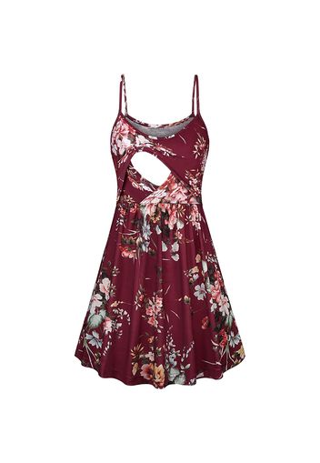 Stylish Floral Print Nursing Slip Dress