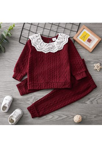 2-piece Toddler Girl Schiffy Flounce Cable Knit Sweater and Pants Set