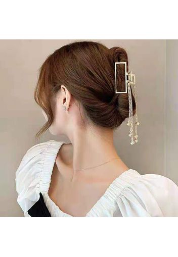 Women Butterfly Pearl Pendant Tassel Hair Claw Hair Accessory