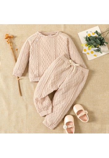 Baby Boy/Girl Solid Long-sleeve Top and Trousers Set