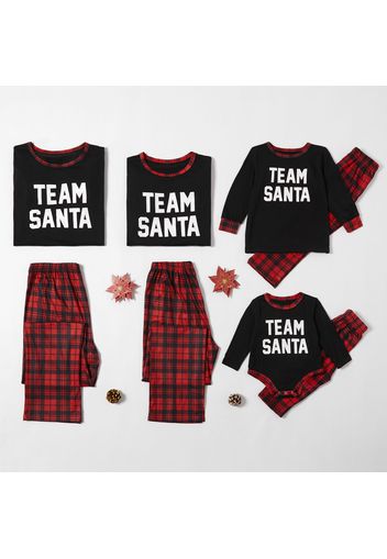 Family Matching ' Team Santa ' Plaid Christmas Pajamas Sets (Flame Resistant)