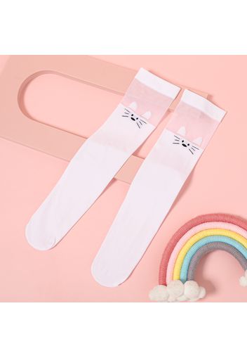 Kid Cartoon Cat Kitty Pattern Over Knee Socks