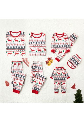 Christmas All Over Reindeer Print Family Matching Long-sleeve Pajamas Sets (Flame Resistant)