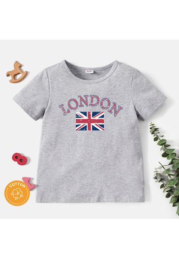 Kid Boy/Kid Girl Letter Print Short-sleeve Cotton Tee