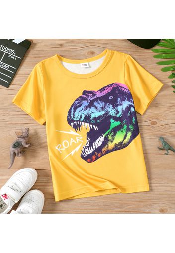 Kid Boy Casual Animal Dinosaur Letter Print Short-sleeve Tee