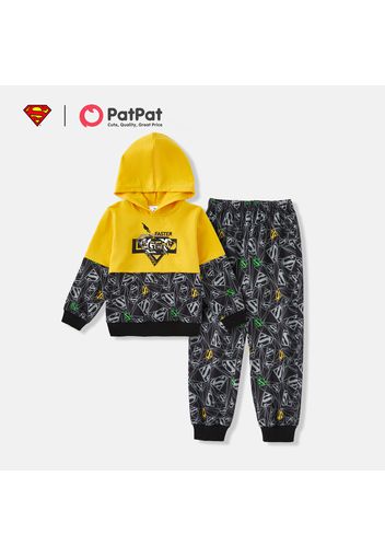 Superman 2-piece Kids Boy Colorblock Hooded Sweatshirt and Allover Pants Set