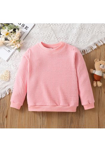 Toddler Girl Solid Color Textured Pullover Sweatshirt