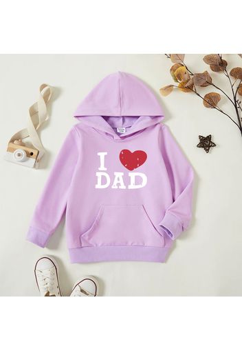 Toddler Graphic Heart-shaped and Letter Print Long-sleeve Hooded Pullover