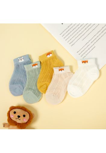 5-pairs Baby / Toddler / Kid Heart Stars Pattern Mesh Panel Socks