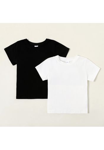 2-Pack Kid Boy/Kid Girl Casual Short-sleeve Black & White Tee