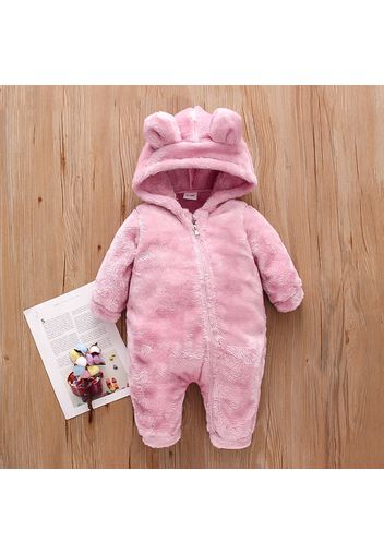 3D Ears Hooded Long-sleeve Baby Fleece Jumpsuit Snowsuit