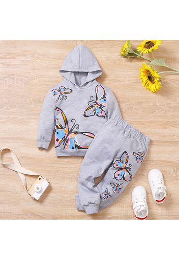 2-piece Toddler Girl Butterfly Print Hoodie Sweatshirt and Pants Set