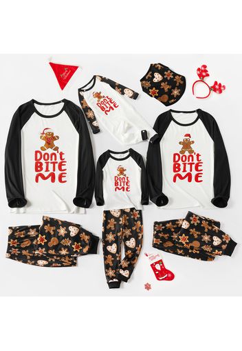 Christmas Gingerbread Man Cookie and Letter Print Family Matching Long-sleeve Pajamas Set