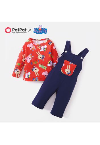 Peppa Pig 2-piece Baby Girl Allover Top and Overalls Set