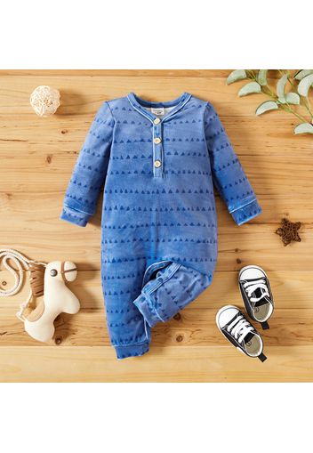 Baby Boy Solid/ Stripes Print Fleece Long-sleeve Jumpsuit One-Piece Coverall