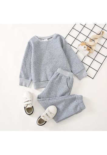 2-piece Toddler Boy Textured Solid Pullover Sweatshirt and Pants Set