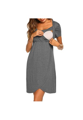 Maternity Round collar Plain Short-sleeve Nursing Tee