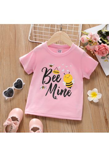 Toddler Girl Bee Letter Print Casual Tee