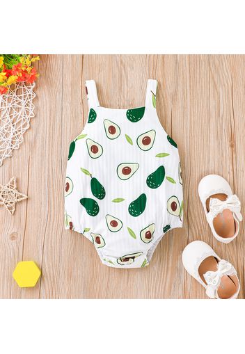 Baby Boy All Over Avocado Print Ribbed Sleeveless Romper