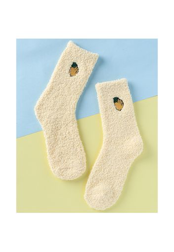 Women Fruit Pattern Detail Autumn Winter Warm Fluffy Socks