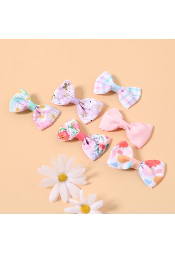 6-pack Fruit Flower Pattern Ribbed Hair Clip for Girls