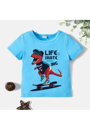 Toddler Boy Graphic Dinosaur and Letter Print Short-sleeve Tee