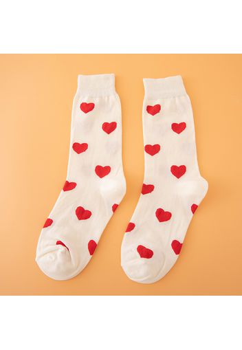 Women Allover Heart Pattern Tube Socks