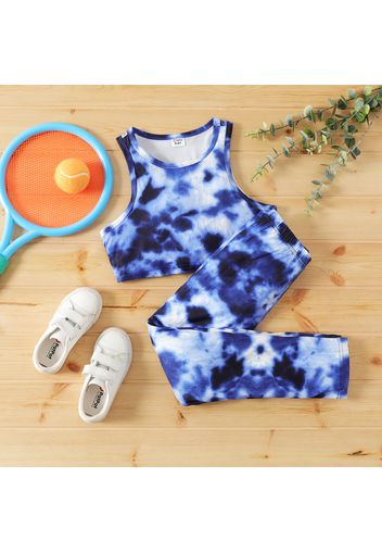 2pcs Kid Girl Tie Dyed Tank Top and Elasticized Pants Sporty Set