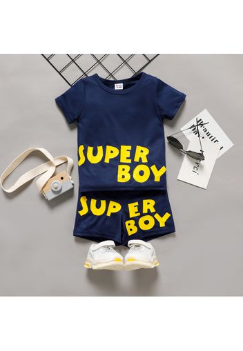 2-piece Toddler Boy Letter Print Tee and Shorts Casual Set