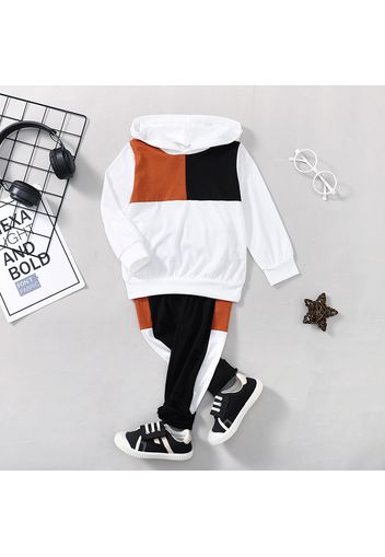 2pcs Toddler Boy Casual Colorblock Hoodie Sweatshirt and Pants Set