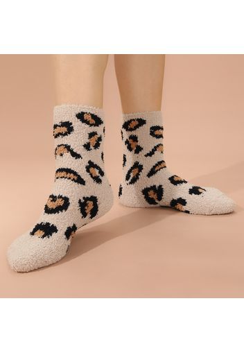 Women Leopard Pattern Warm Fuzzy Floor Socks