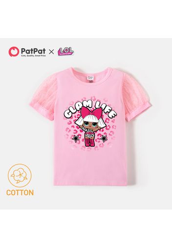 L.O.L. SURPRISE! Kid Girl Letter Print Mesh Short-sleeve Cotton Tee