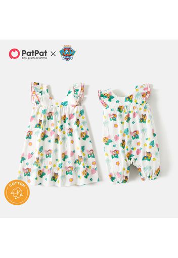 PAW Patrol Sibling Matching Allover Floral 100% Cotton Sister Dress and Bodysuit