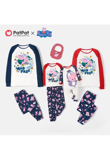 Peppa Pig Family Matching Colorblock Top and Allover Pants Pajamas Sets